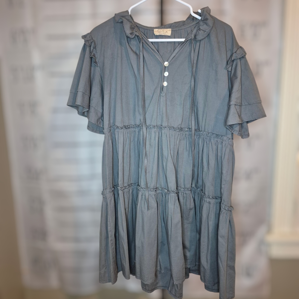 Gray Ruffled Women's Dress